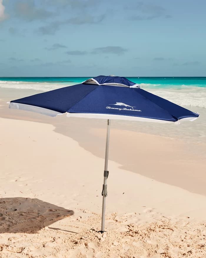 Beach umbrella Sand blue for rent on Bonaire